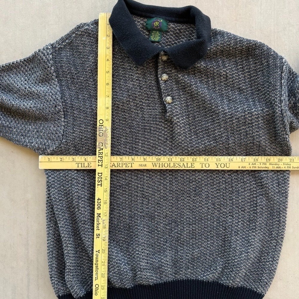 Vintage 90s Club Room Sweater Mens XL Cotton Knit Polo Grandpa Core - Picture 4 of 5